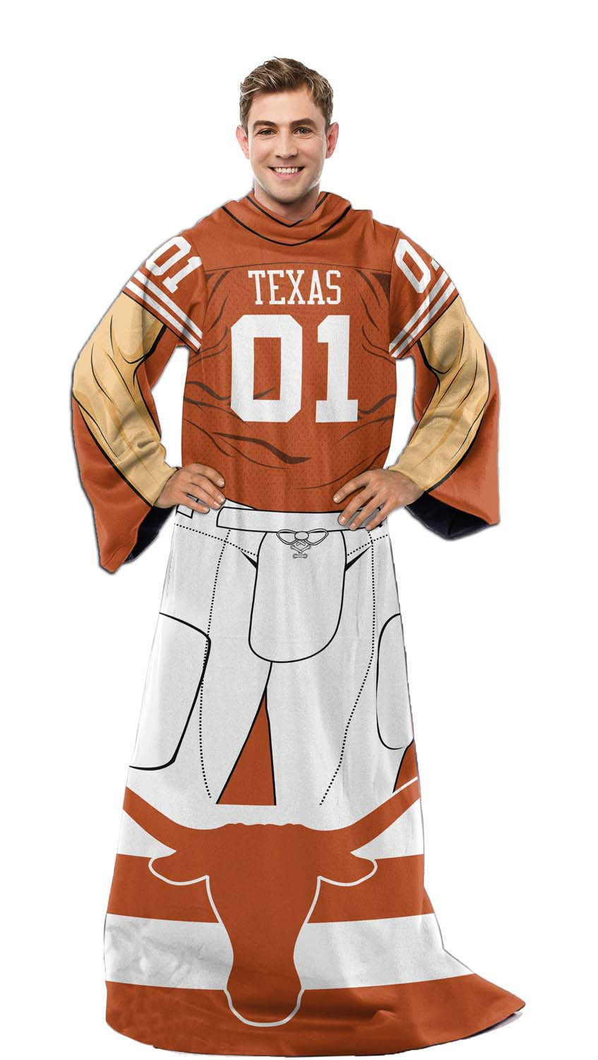 Texas Longhorns NCAA Team Wearable Blanket with Sleeves - Texas Orange