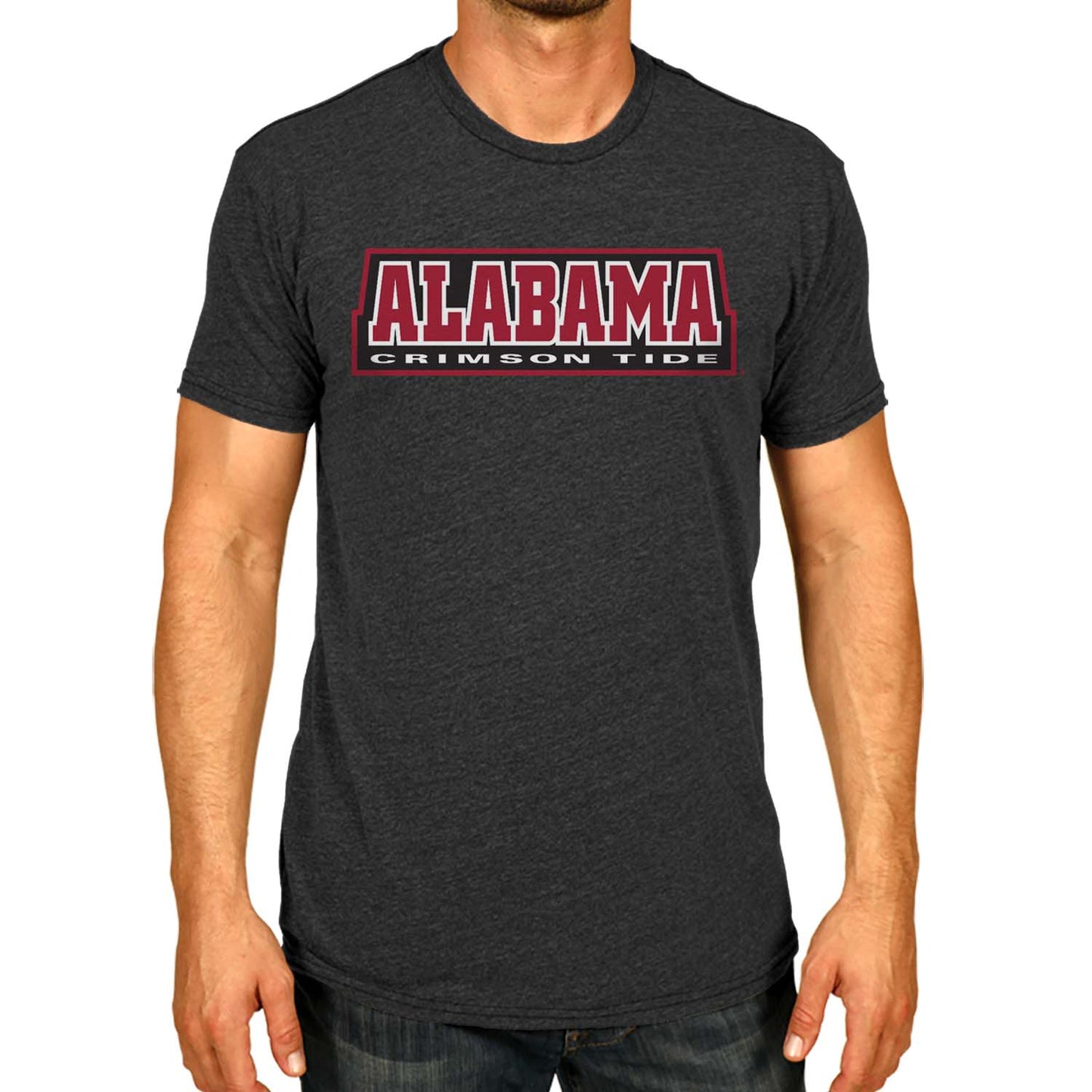 Alabama Crimson Tide Campus Colors NCAA Adult Cotton Blend Charcoal Tagless T-Shirt - Charcoal
