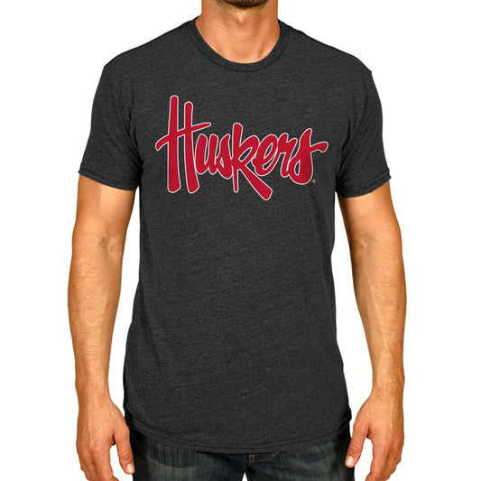 Nebraska Cornhuskers Campus Colors NCAA Adult Cotton Blend Charcoal Tagless T-Shirt - Charcoal