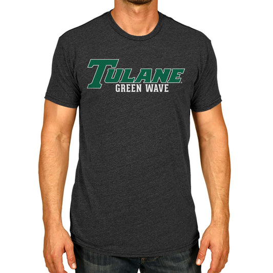 Tulane Green Wave Campus Colors NCAA Adult Cotton Blend Charcoal Tagless T-Shirt - Charcoal