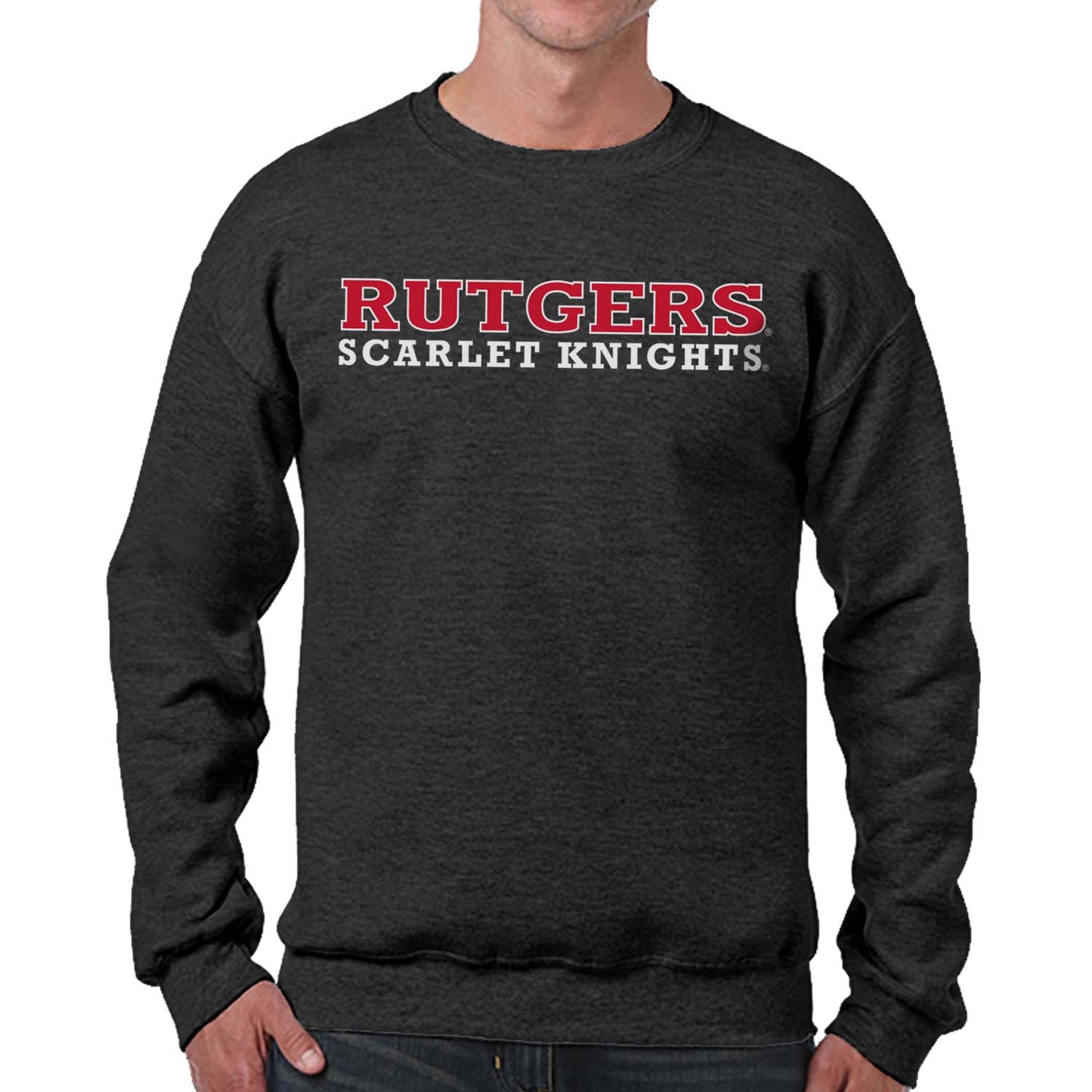Rutgers Scarlet Knights NCAA Adult Charcoal Crewneck Fleece Sweatshirt - Charcoal