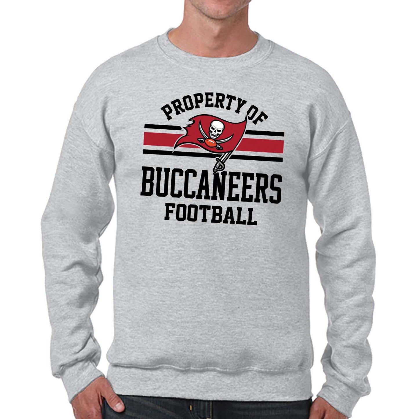 Tampa Bay Buccaneers NFL Adult Property Of Crewneck Fleece Sweatshirt - Sport Gray