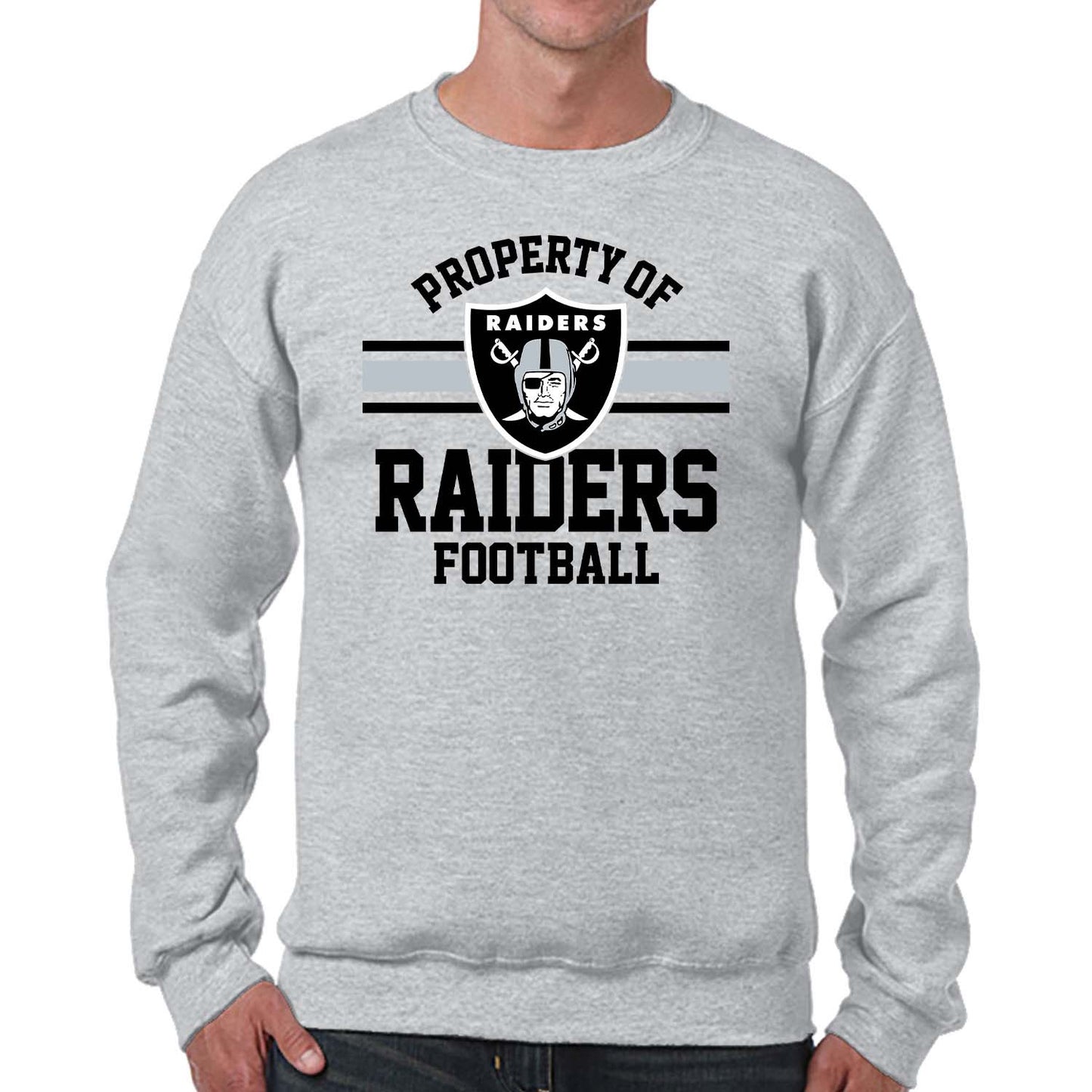 Las Vegas Raiders NFL Adult Property Of Crewneck Fleece Sweatshirt - Sport Gray