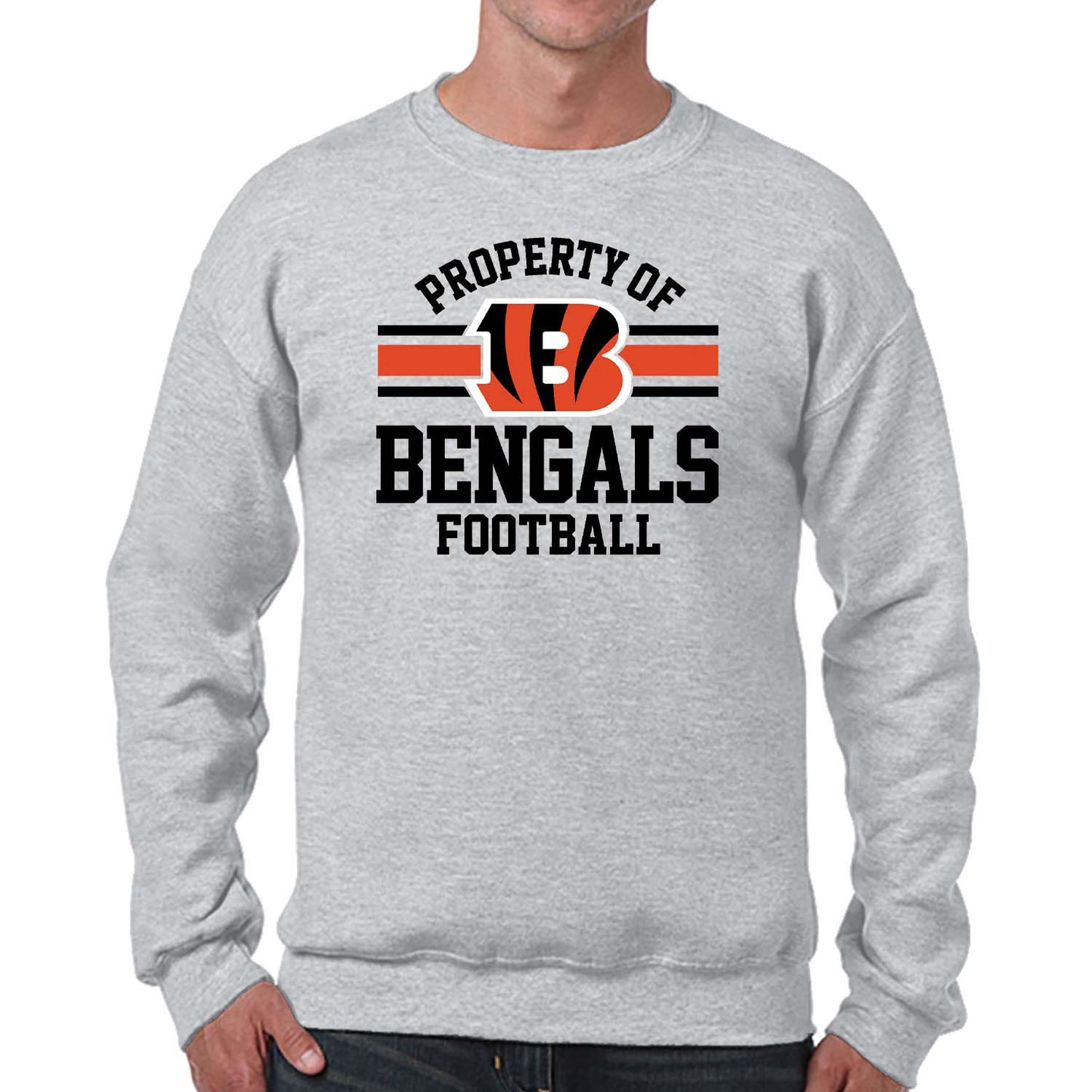 Cincinnati Bengals NFL Adult Property Of Crewneck Fleece Sweatshirt - Sport Gray