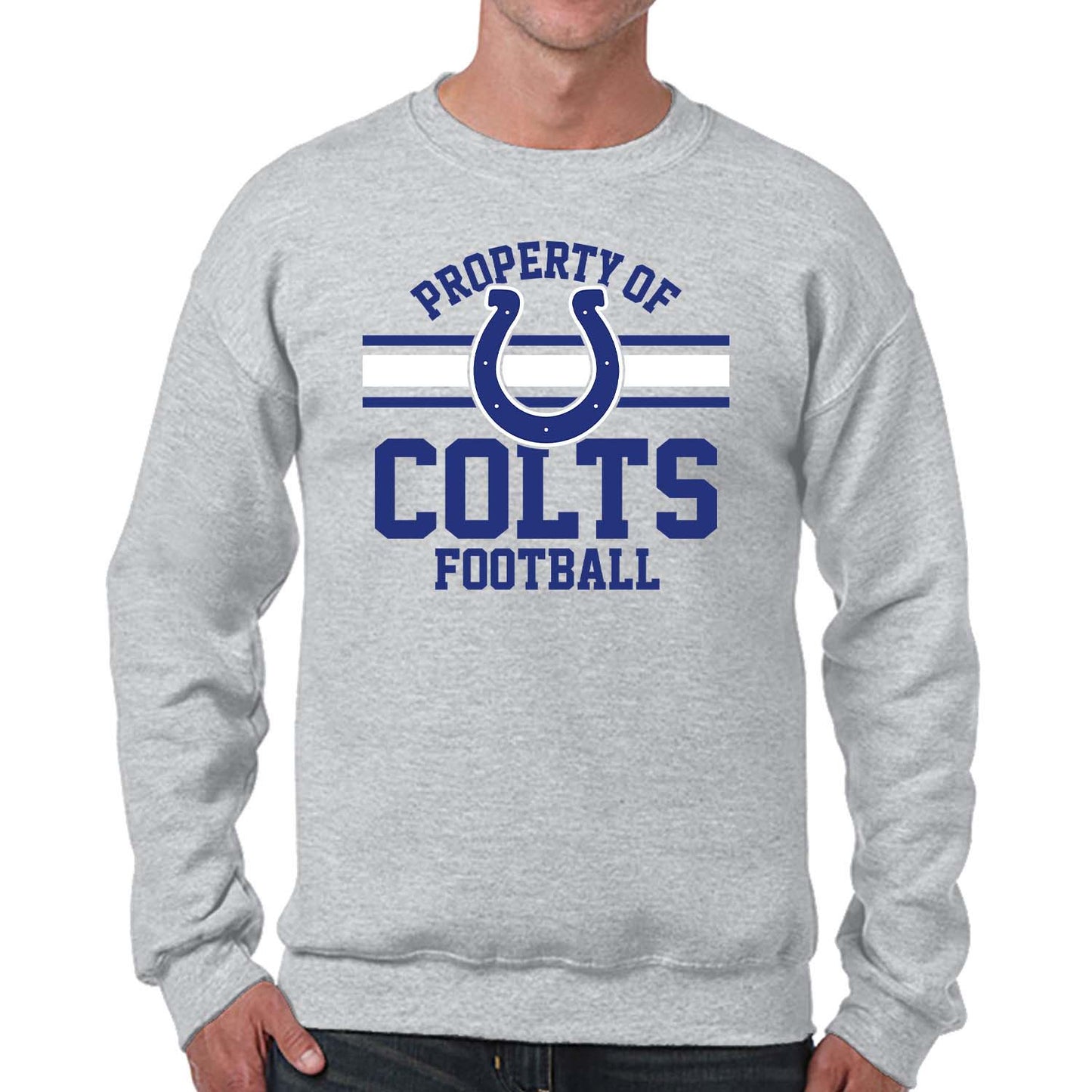 Indianapolis Colts NFL Adult Property Of Crewneck Fleece Sweatshirt - Sport Gray