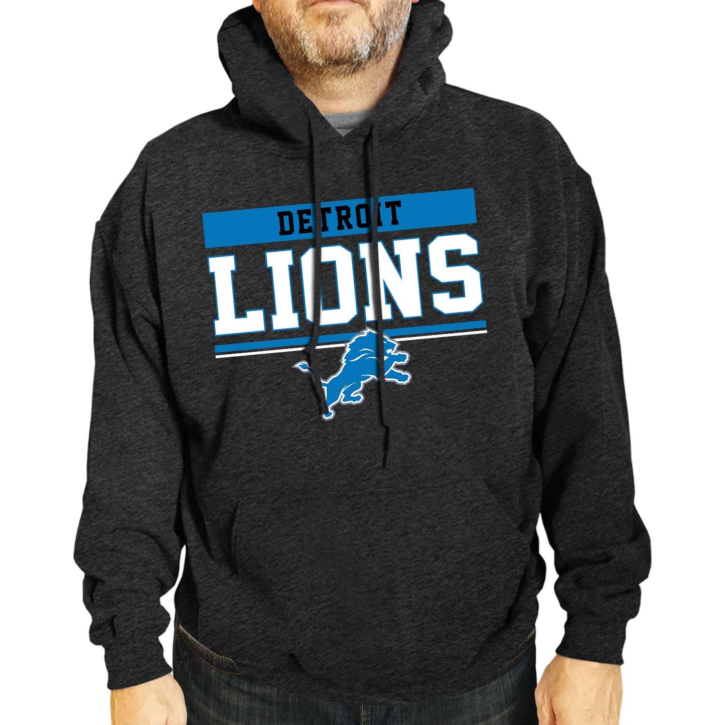 Detroit Lions NFL Adult Gameday Charcoal Hooded Sweatshirt - Charcoal