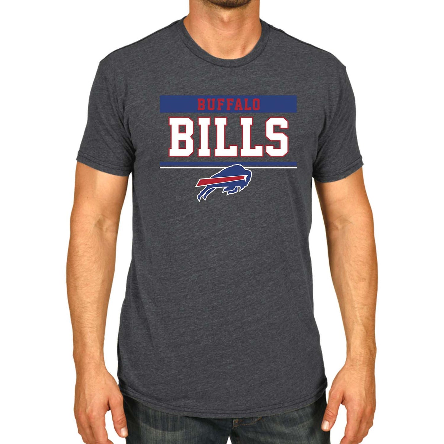 Buffalo Bills NFL Adult Team Block Tagless T-Shirt - Charcoal