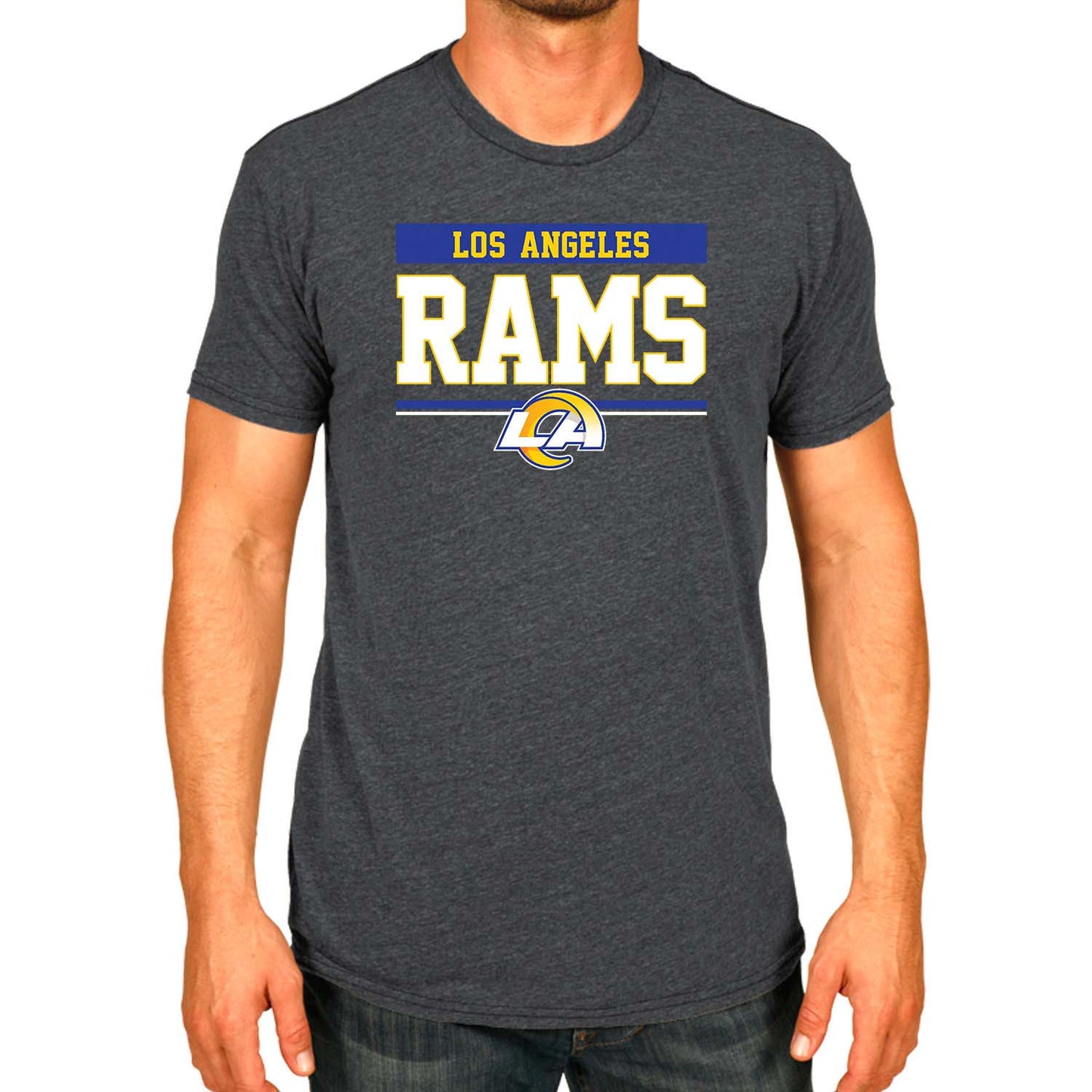Los Angeles Rams NFL Adult Team Block Tagless T-Shirt - Charcoal