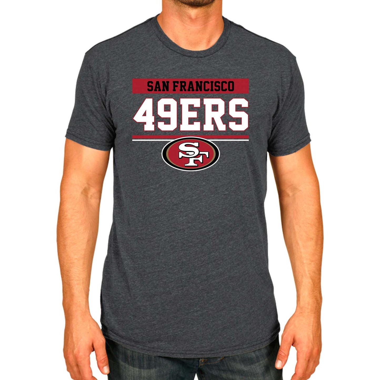 San Francisco 49ers NFL Adult Team Block Tagless T-Shirt - Charcoal