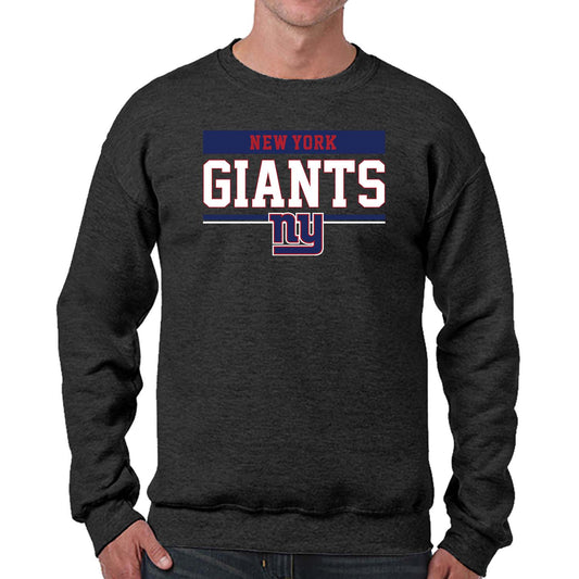 New York Giants NFL Adult Long Sleeve Team Block Charcoal Crewneck Sweatshirt - Charcoal