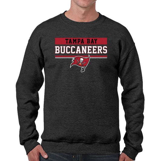 Tampa Bay Buccaneers NFL Adult Long Sleeve Team Block Charcoal Crewneck Sweatshirt - Charcoal