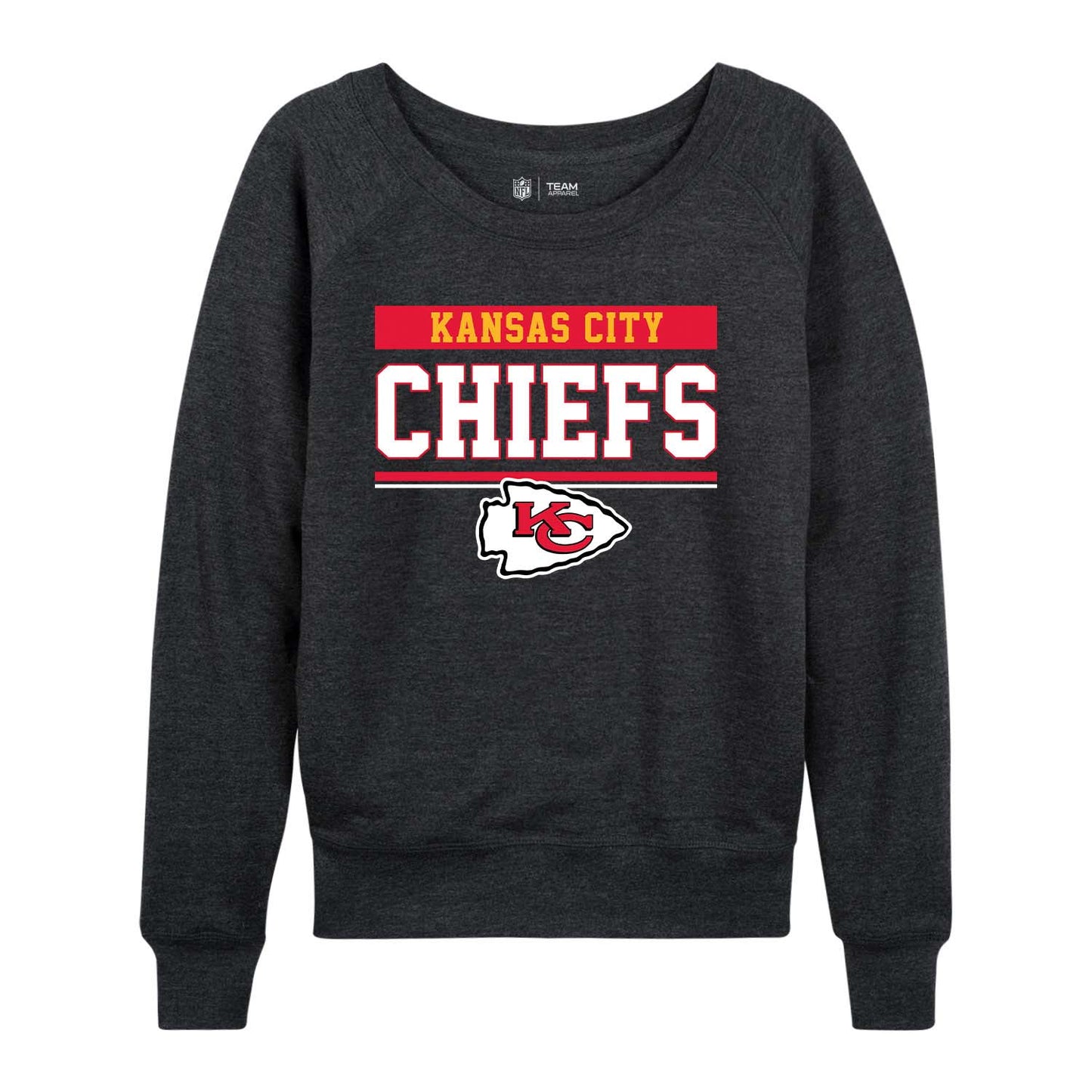 Kansas City Chiefs NFL Womens Charcoal Crew Neck Football Apparel - Charcoal