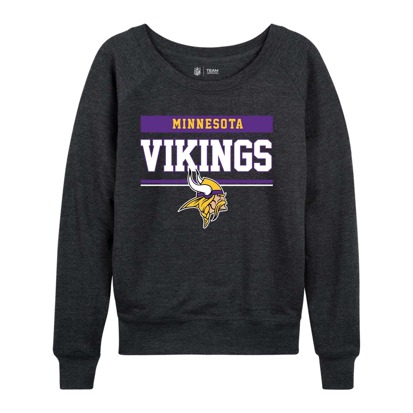Minnesota Vikings NFL Womens Charcoal Crew Neck Football Apparel - Charcoal