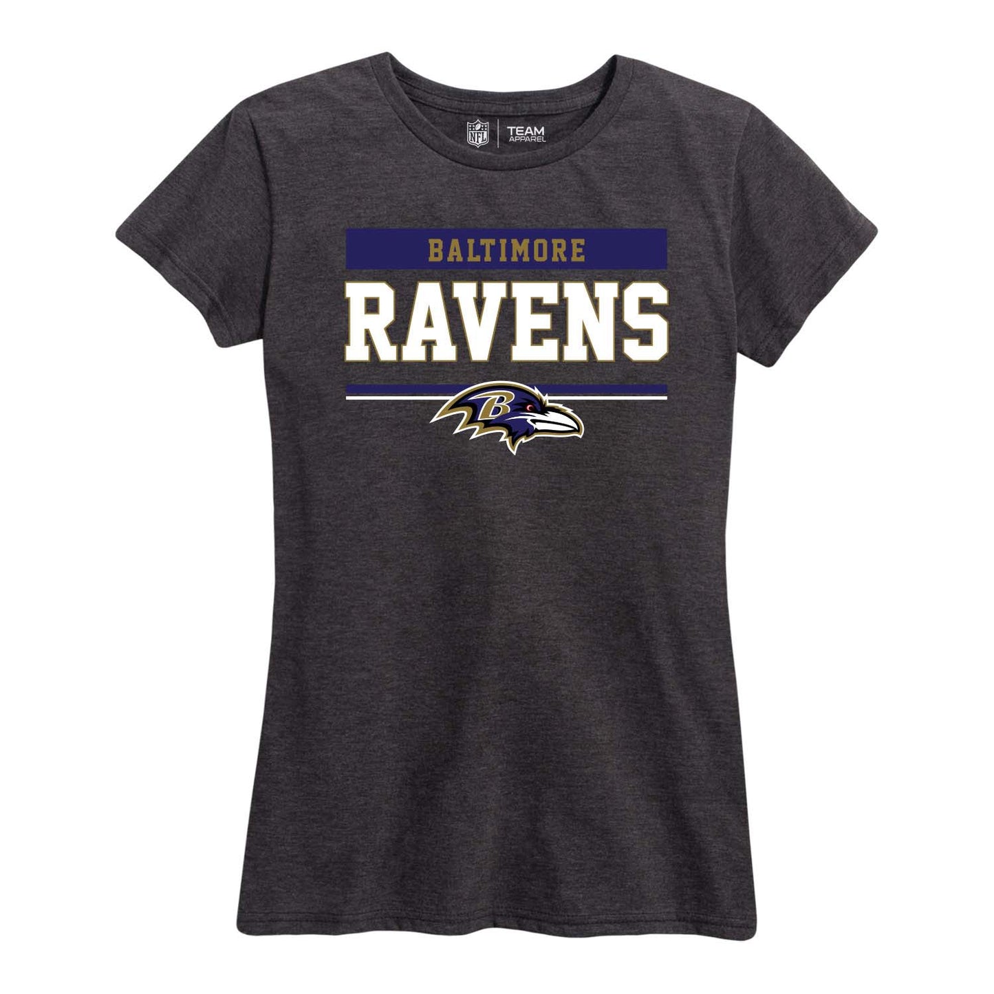 Baltimore Ravens NFL Women's Team Block Charcoal Tagless T-Shirt - Charcoal