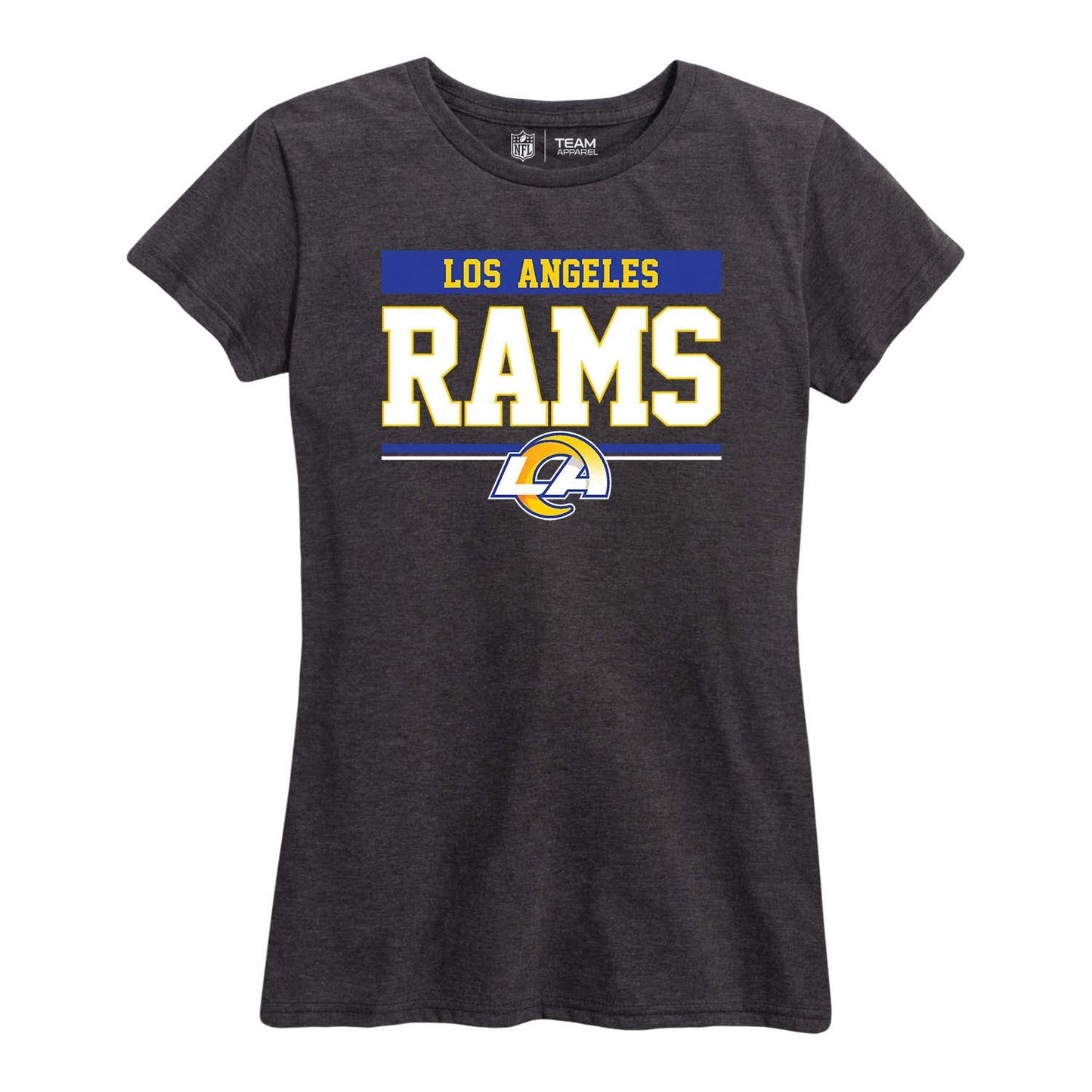 Los Angeles Rams NFL Women's Team Block Charcoal Tagless T-Shirt - Charcoal