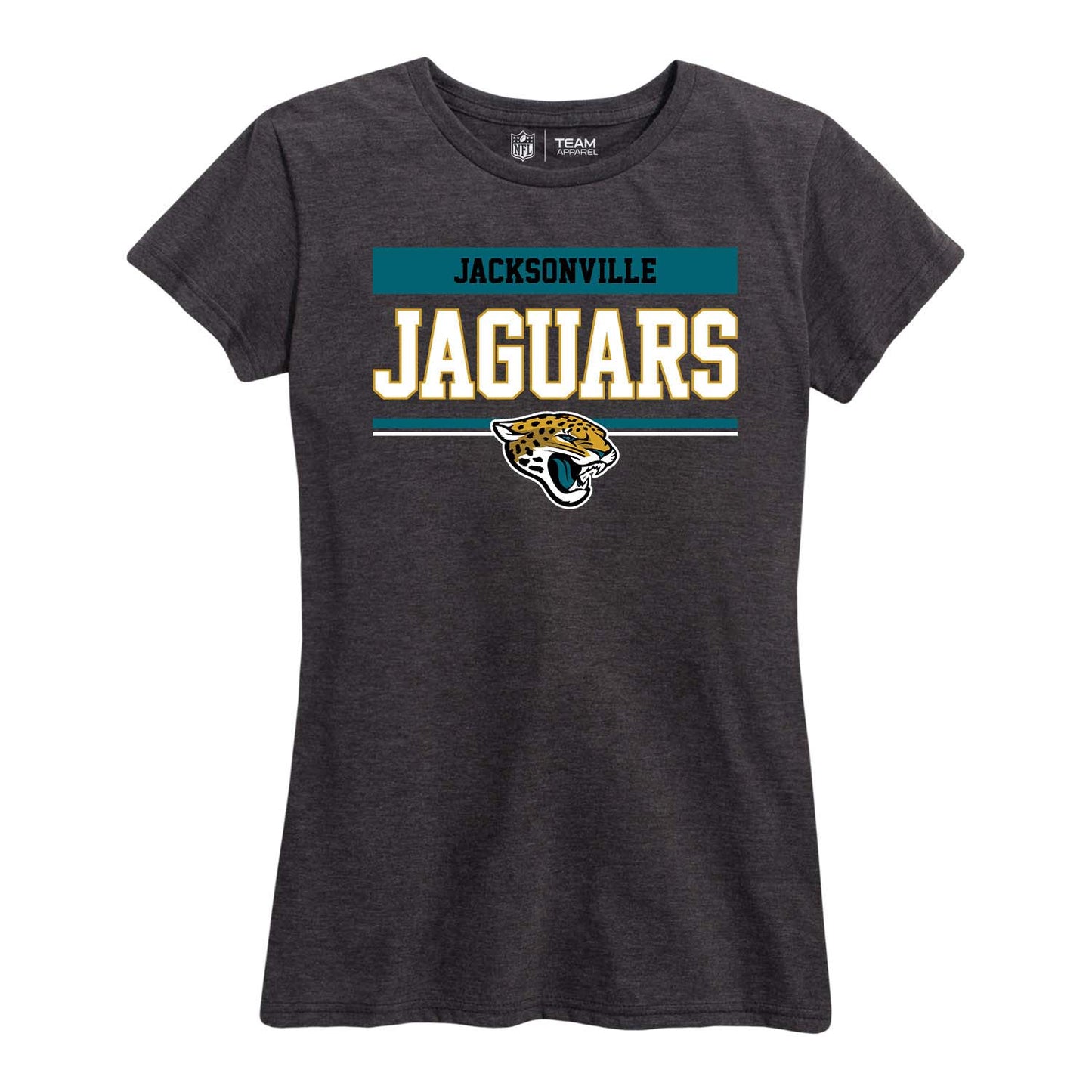 Jacksonville Jaguars NFL Women's Team Block Charcoal Tagless T-Shirt - Charcoal