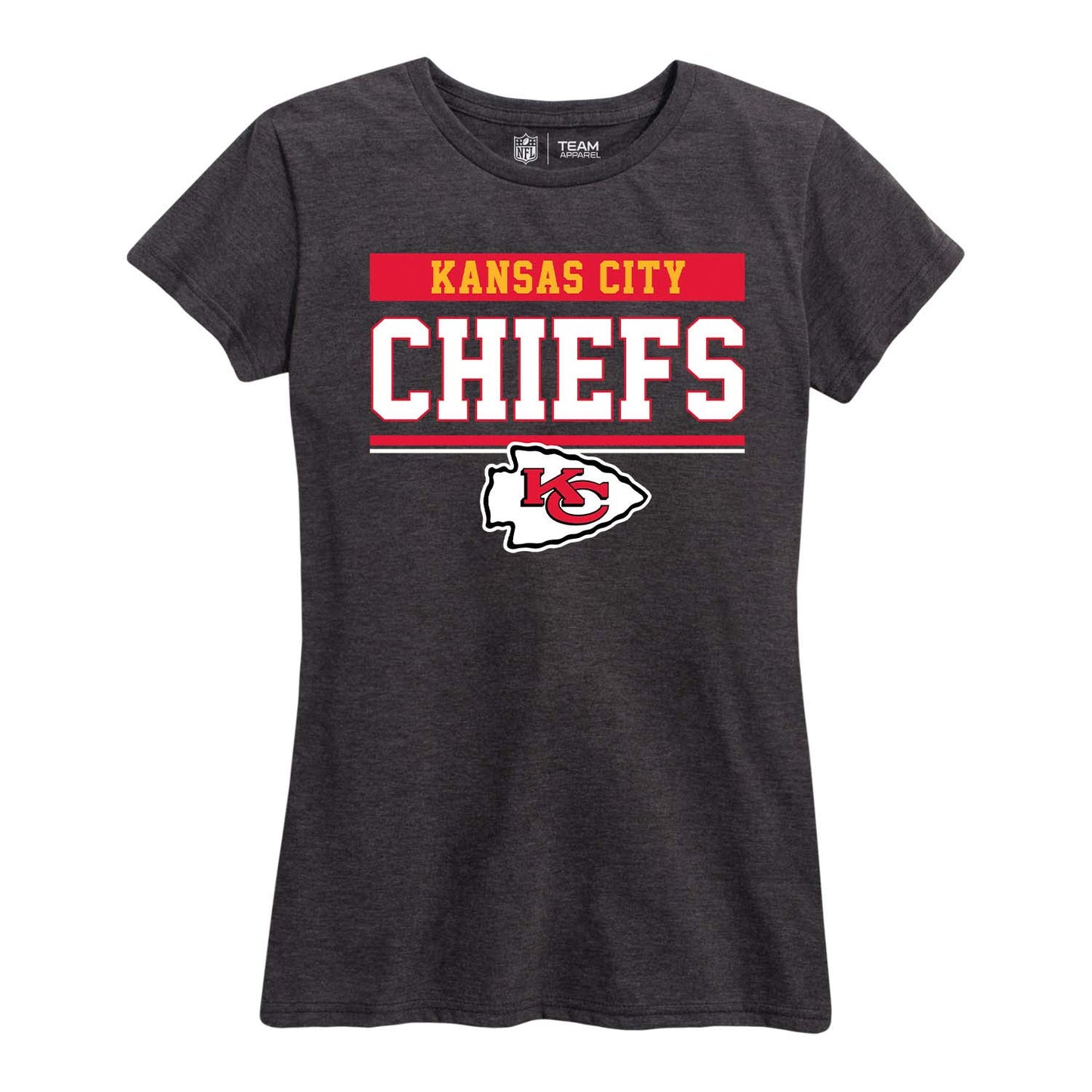 Kansas City Chiefs NFL Women's Team Block Charcoal Tagless T-Shirt - Charcoal