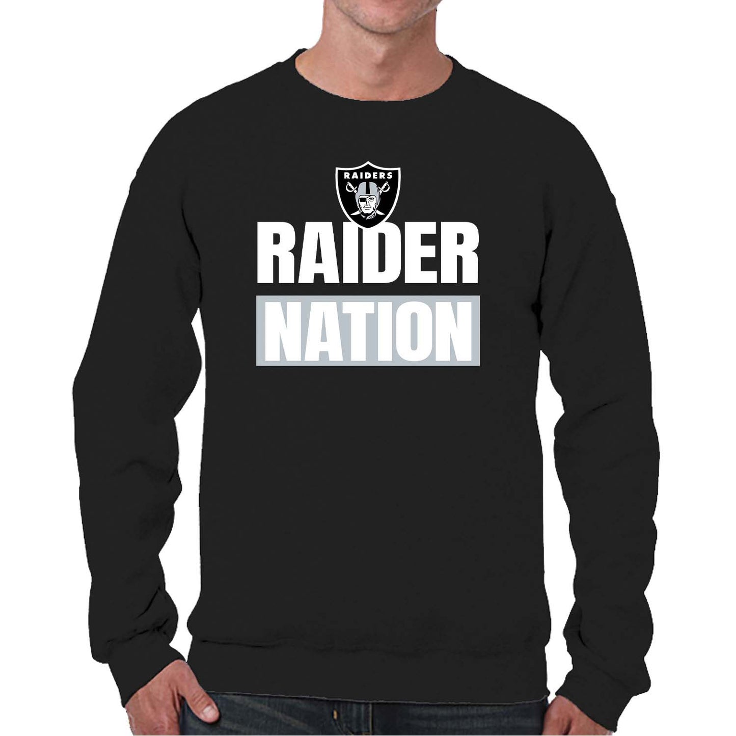 Las Vegas Raiders NFL Adult Slogan Crewneck Sweatshirt - Black