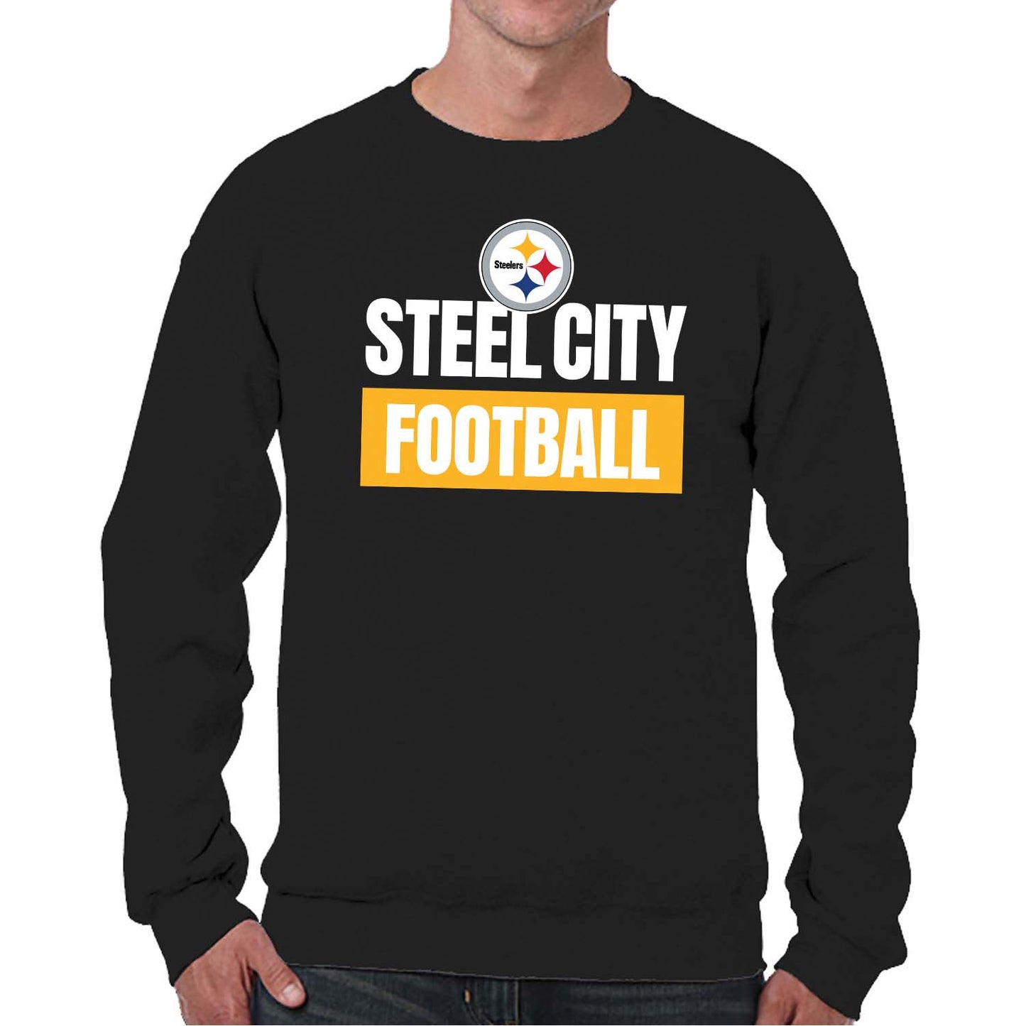 Pittsburgh Steelers NFL Adult Slogan Crewneck Sweatshirt - Black