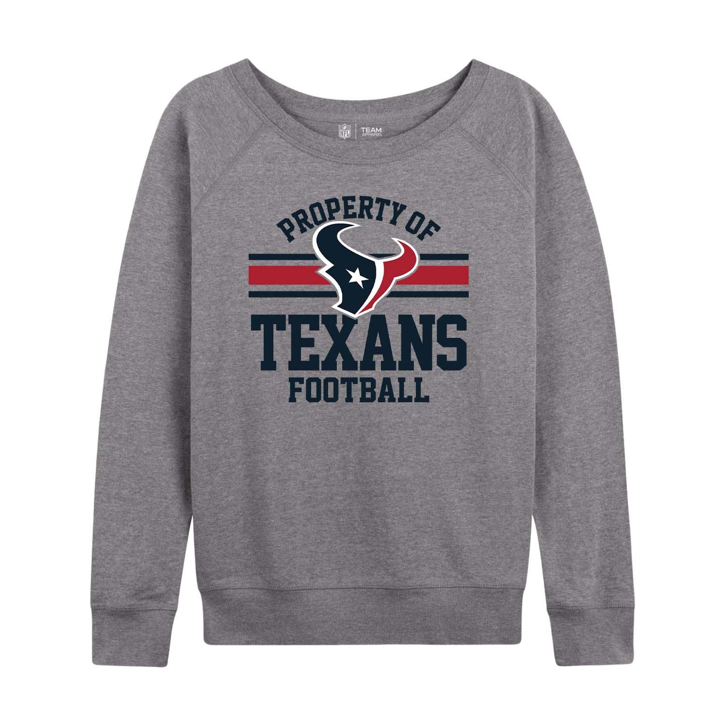 Houston Texans NFL Womens Property of Lighweight Crew Neck - Sport Gray