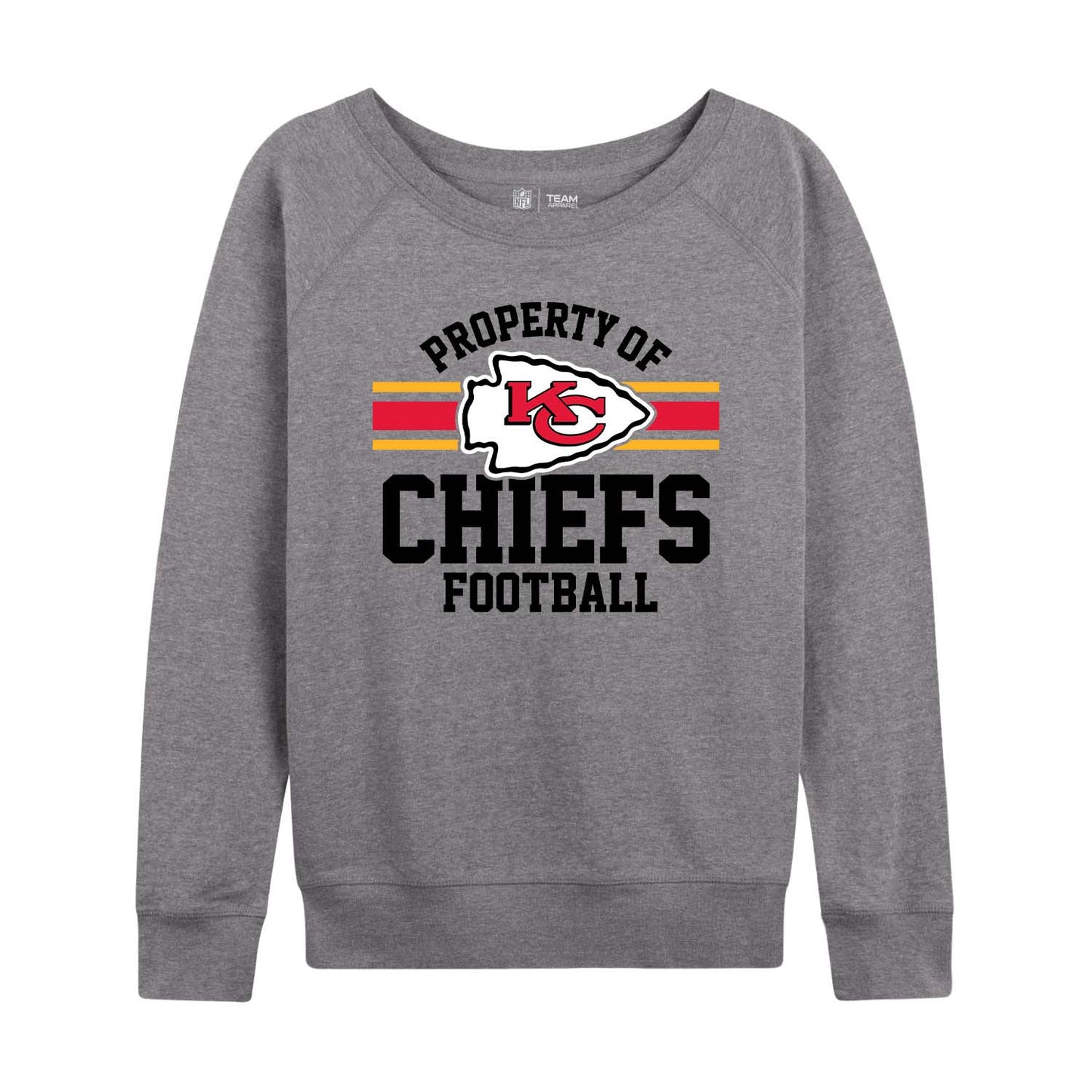Kansas City Chiefs NFL Womens Plus Size Property of Lightweight Crew Neck - Sport Gray