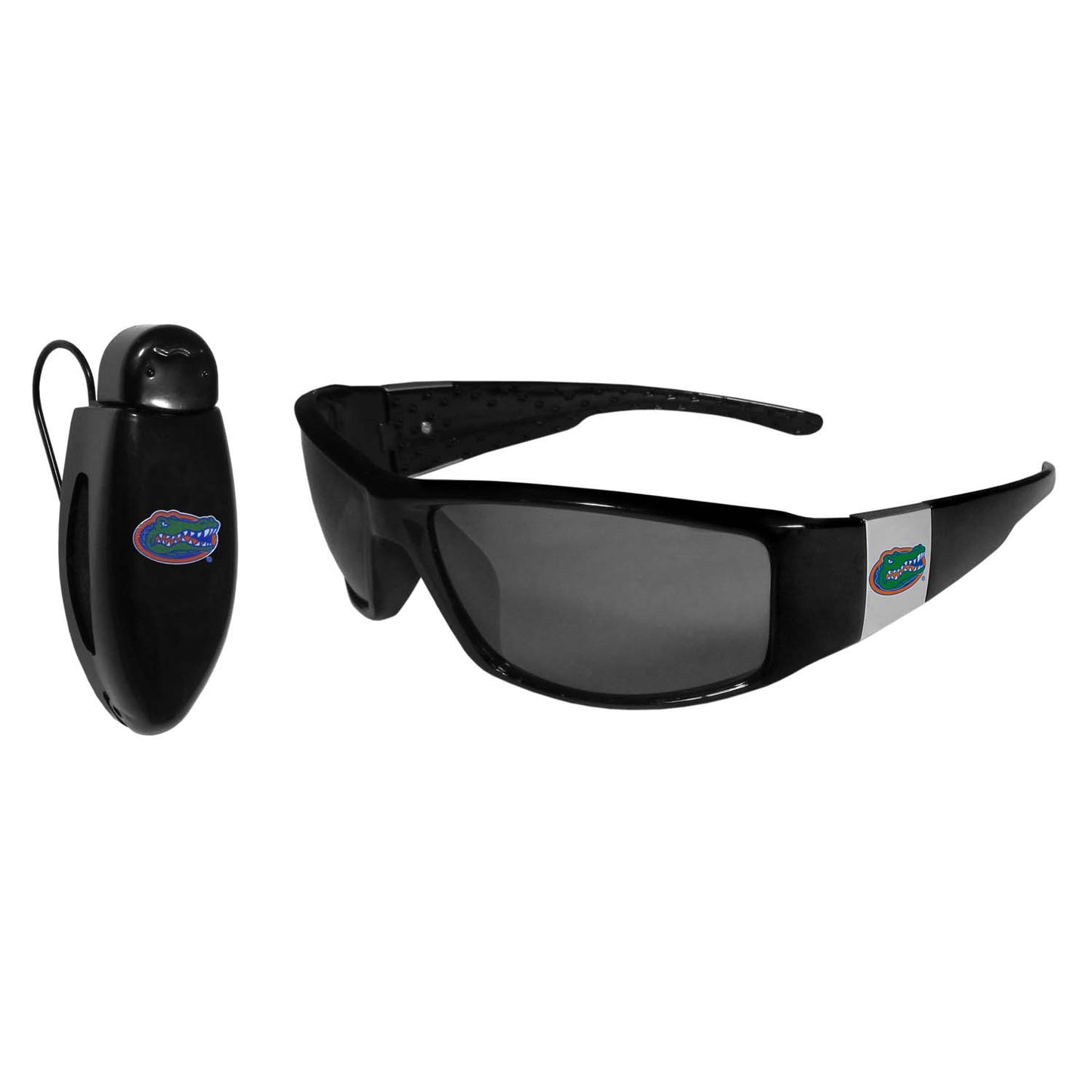 Florida Gators NCAA Black Chrome Sunglasses with Visor Clip Bundle - Black