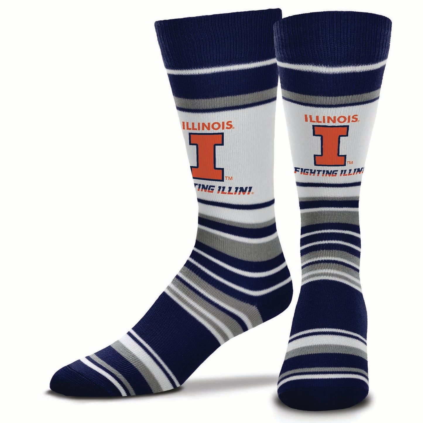 Illinois Fighting Illini Collegiate University Striped Dress Socks - Navy
