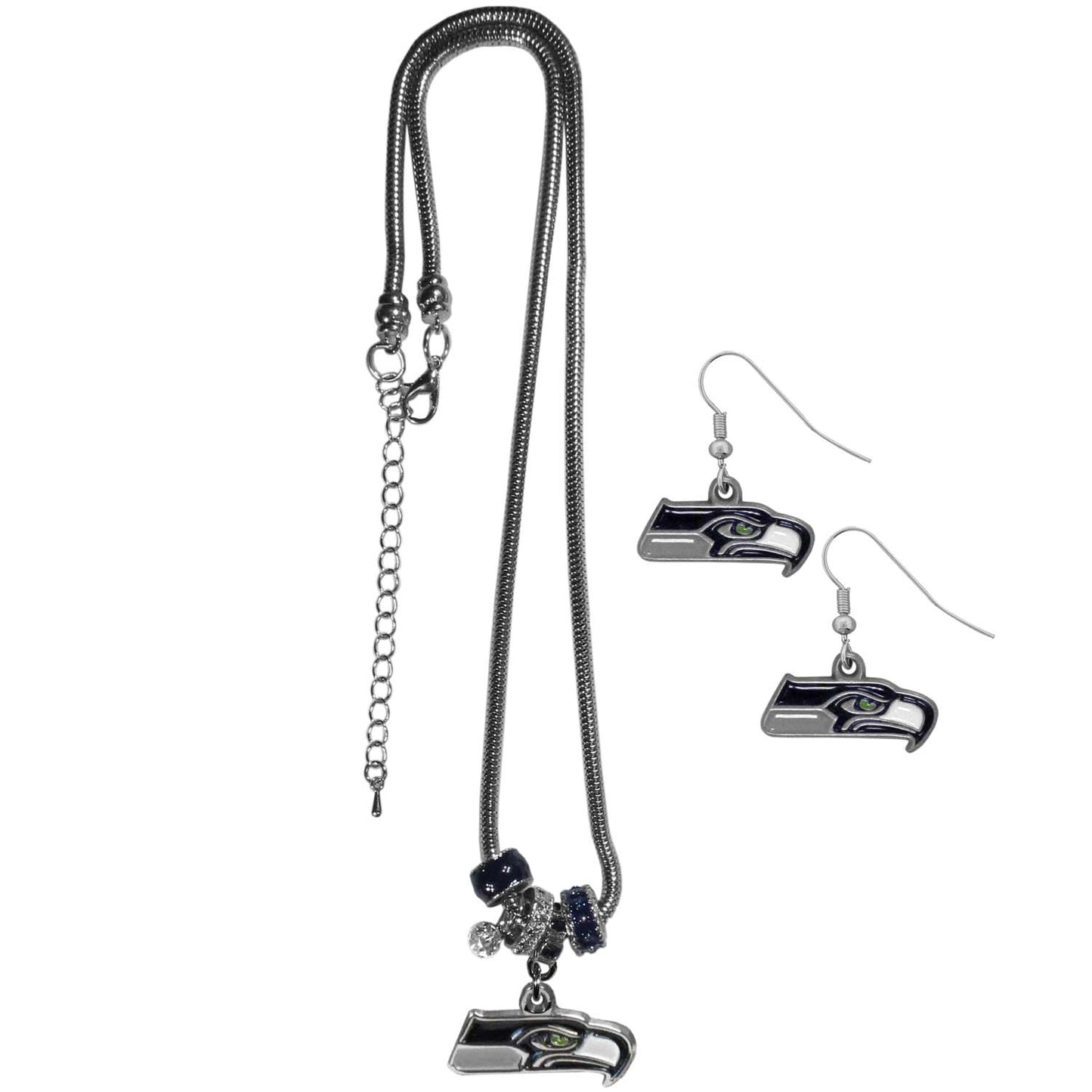 Seattle Seahawks NFL Game Day Necklace and Earrings - Silver