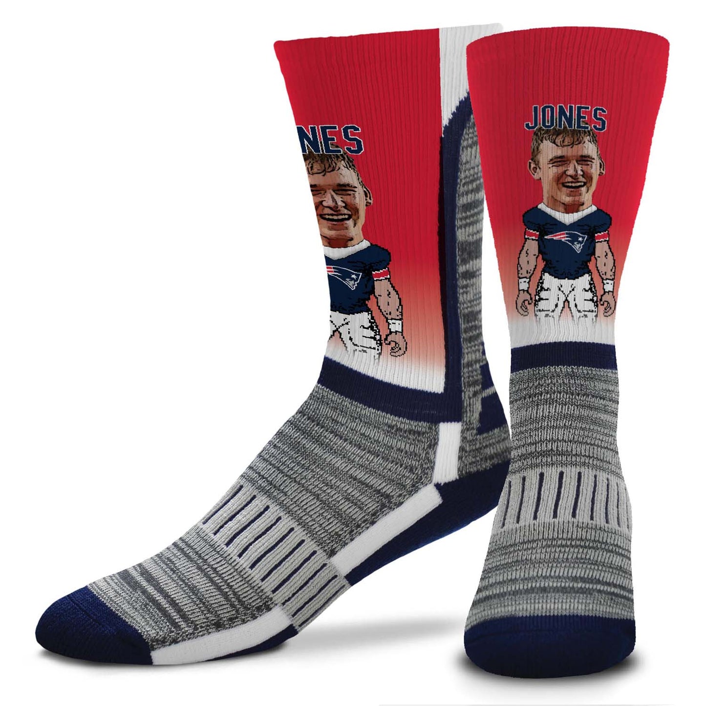 New England Patriots NFL Adult V Curve MVP Player Crew Socks - Red