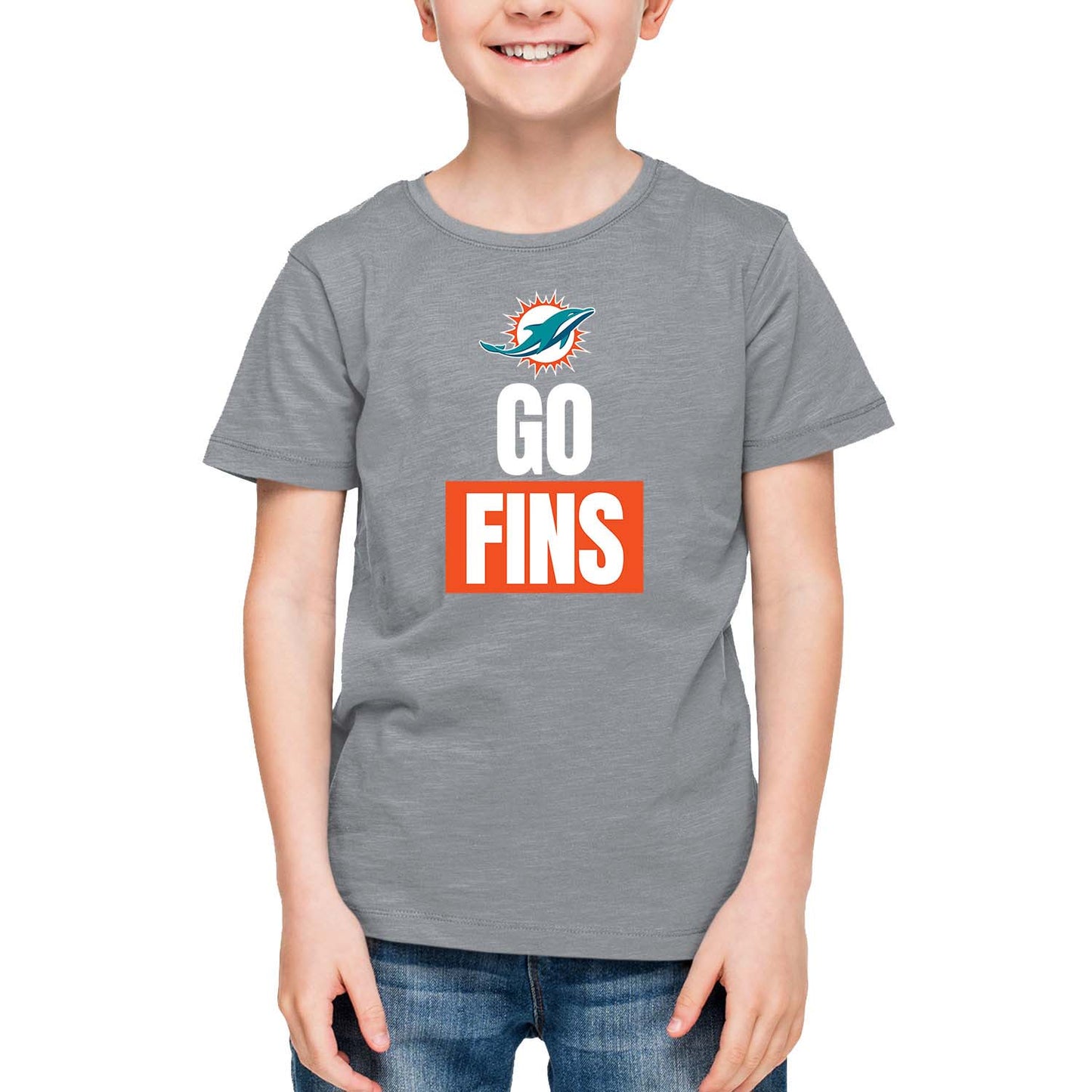 Miami Dolphins NFL Youth Team Slogan Short Sleeve Lightweight T Shirt - Gray