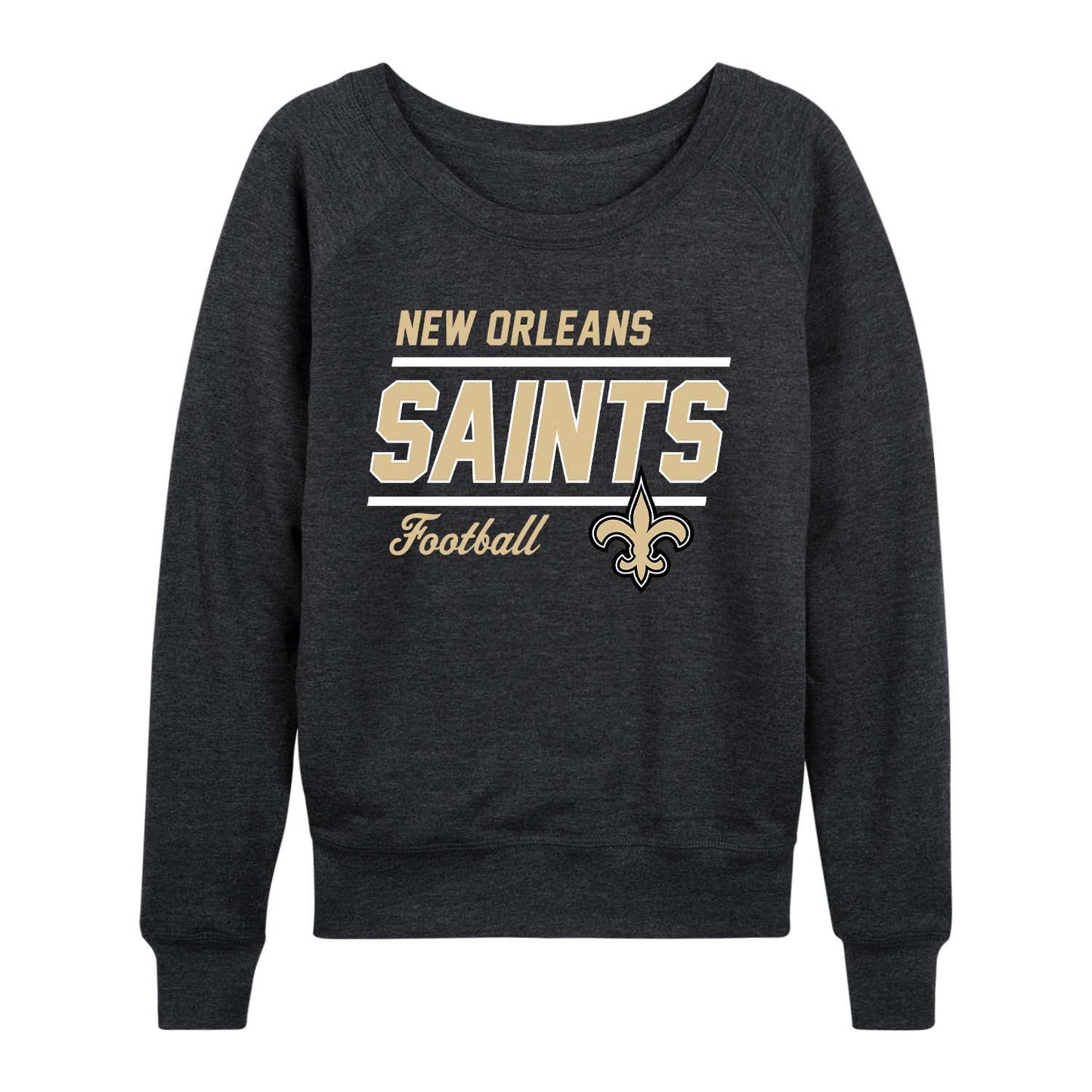 New Orleans Saints NFL Womens Crew Neck Light Weight - Charcoal