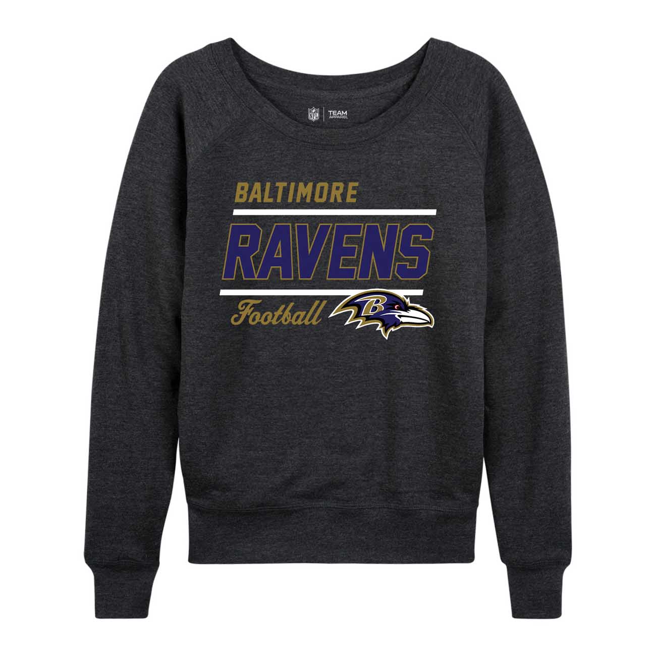 Baltimore Ravens NFL Womens Crew Neck Light Weight - Charcoal