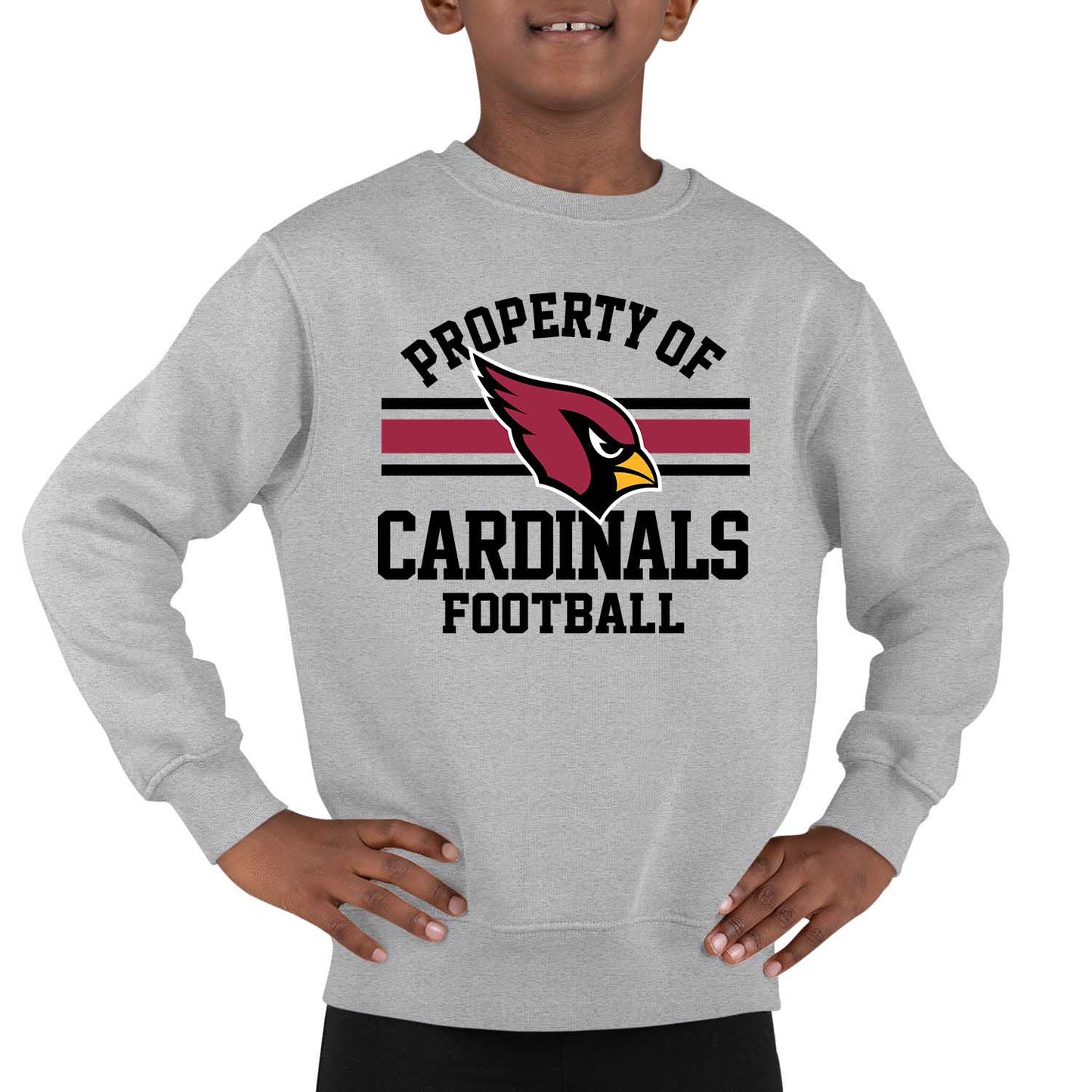 Arizona Cardinals NFL Youth Property Of Crew Sweatshirt - Sport Gray