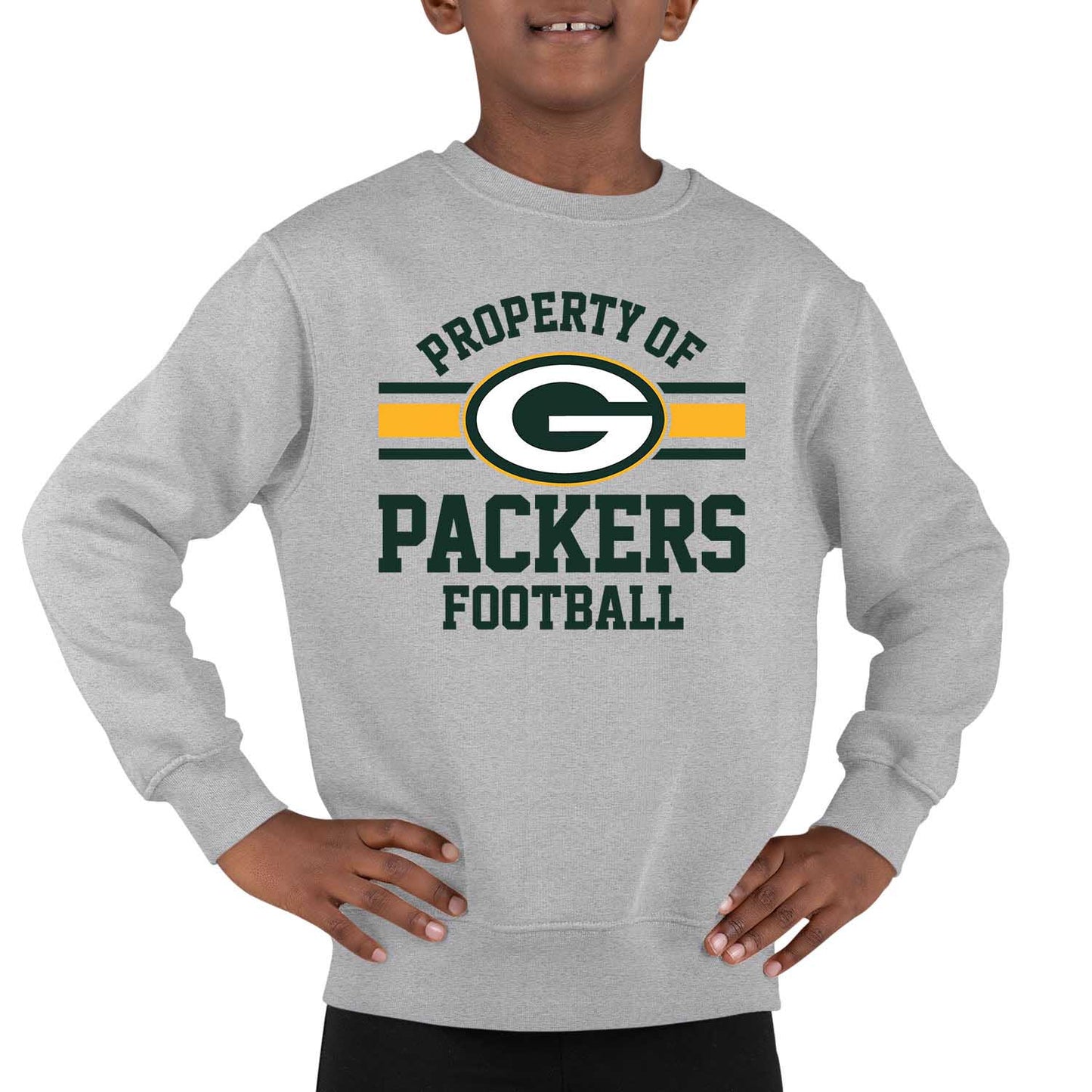 Green Bay Packers NFL Youth Property Of Crew Sweatshirt - Sport Gray
