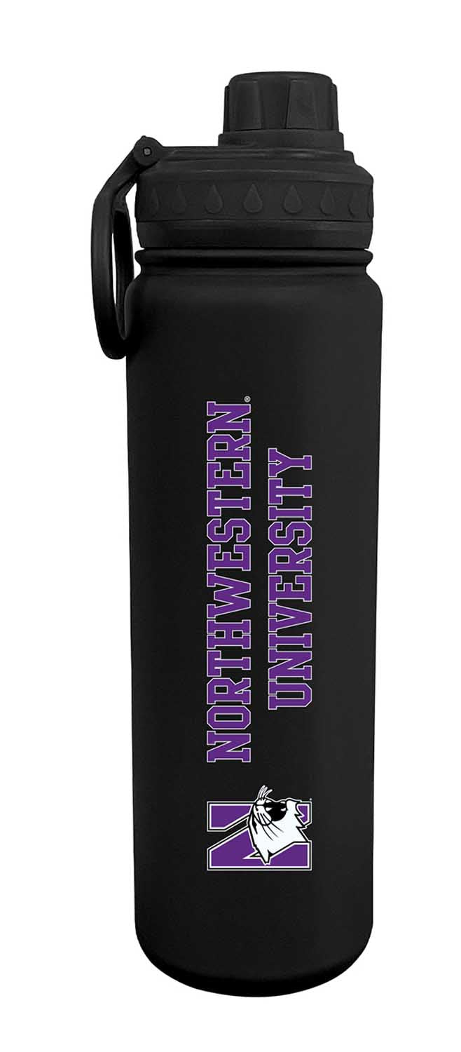 Northwestern Wildcats NCAA Stainless Steel Water Bottle - Black