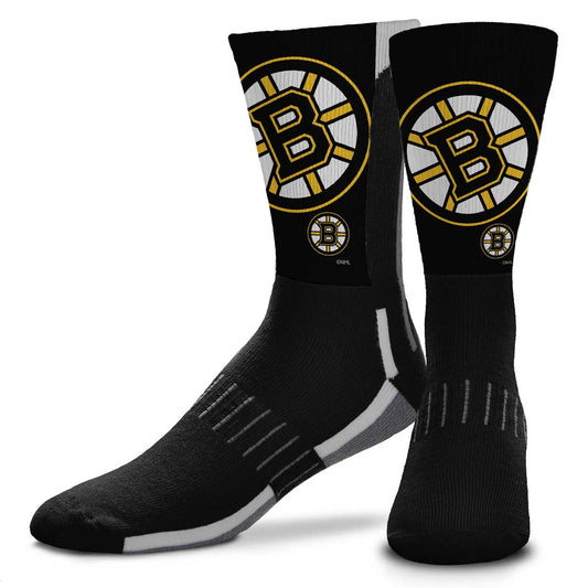 Boston  Bruins Adult NHL Zoom Curve Team Crew Socks - Black