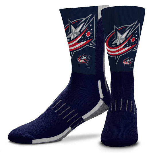 Columbus Blue Jackets Adult NHL Zoom Curve Team Crew Socks - Navy