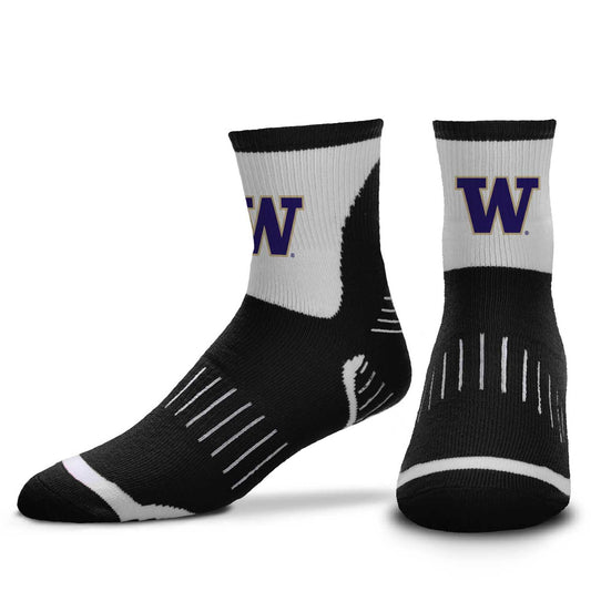 Washington Huskies Adult NCAA Surge Quarter Length Crew Socks - Black