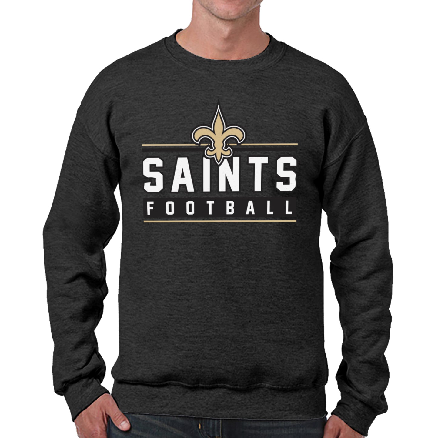 New Orleans Saints NFL Adult True Fan Crewneck Sweatshirt - Charcoal