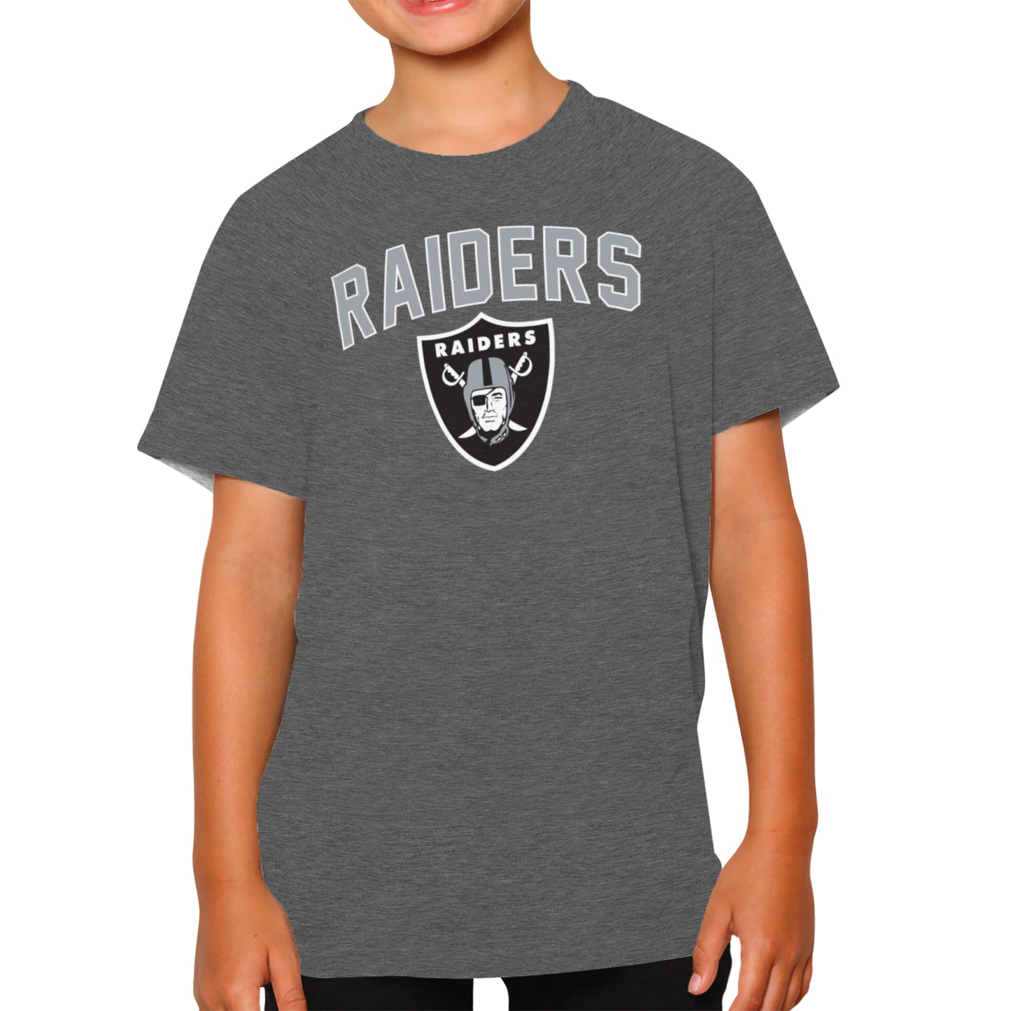 Las Vegas Raiders NFL Youth Home Team Tee- Youth Pro Football T-Shirt For Boys & Girls Kids clothes - Sport Gray