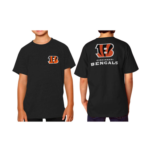 Cincinnati Bengals Team Fan Apparel NFL Youth Final Countdown Tee- Pro Football T-Shirt For Boys & Girls - Black