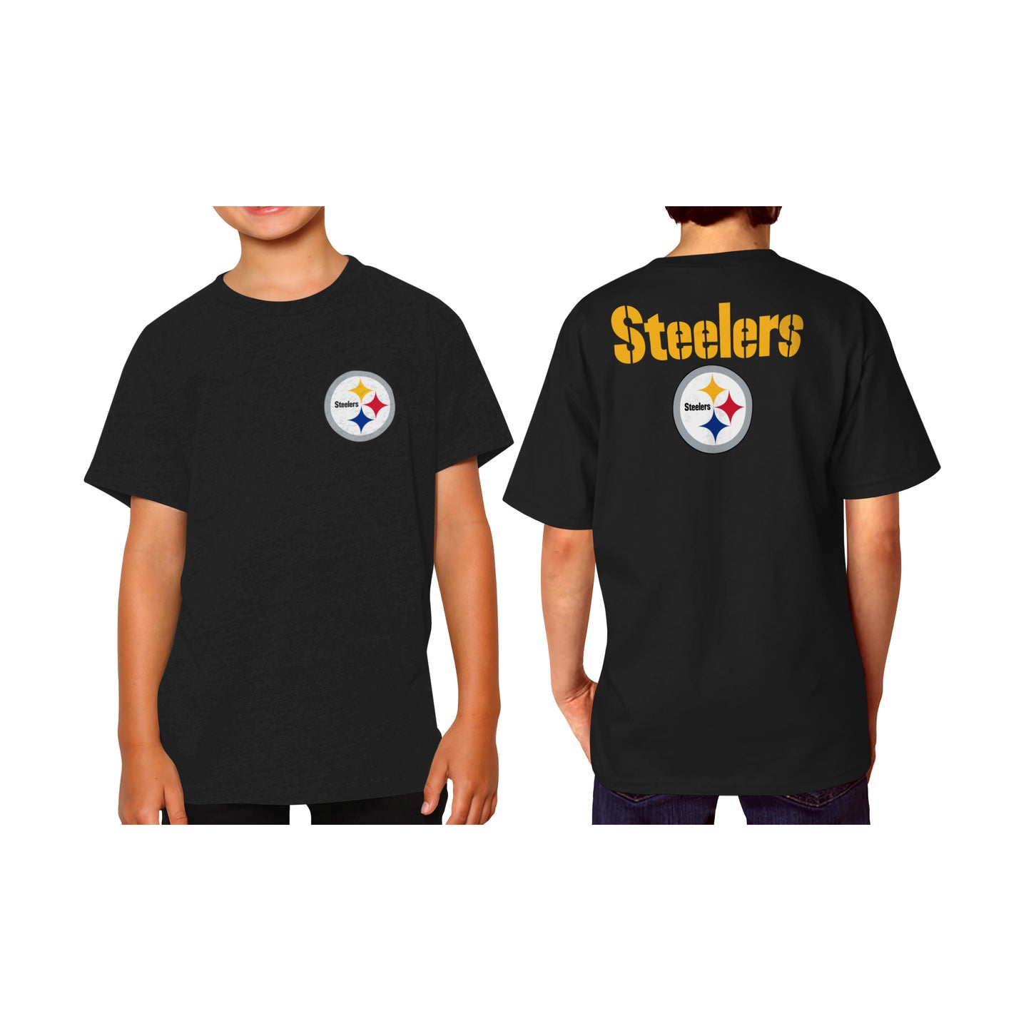 Pittsburgh Steelers Team Fan Apparel NFL Youth Final Countdown Tee- Pro Football T-Shirt For Boys & Girls - Black