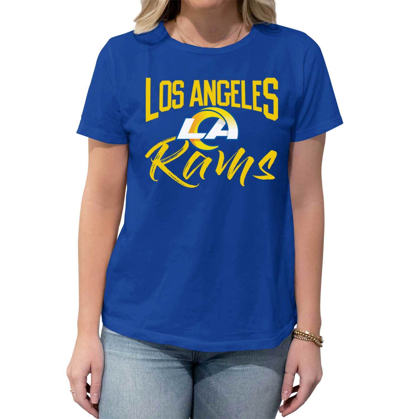 Los Angeles Rams NFL Women's Paintbrush Fitted T-Shirt - Royal