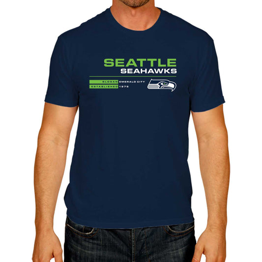 Seattle Seahawks Adult NFL Speed Stat Sheet T-Shirt - Navy