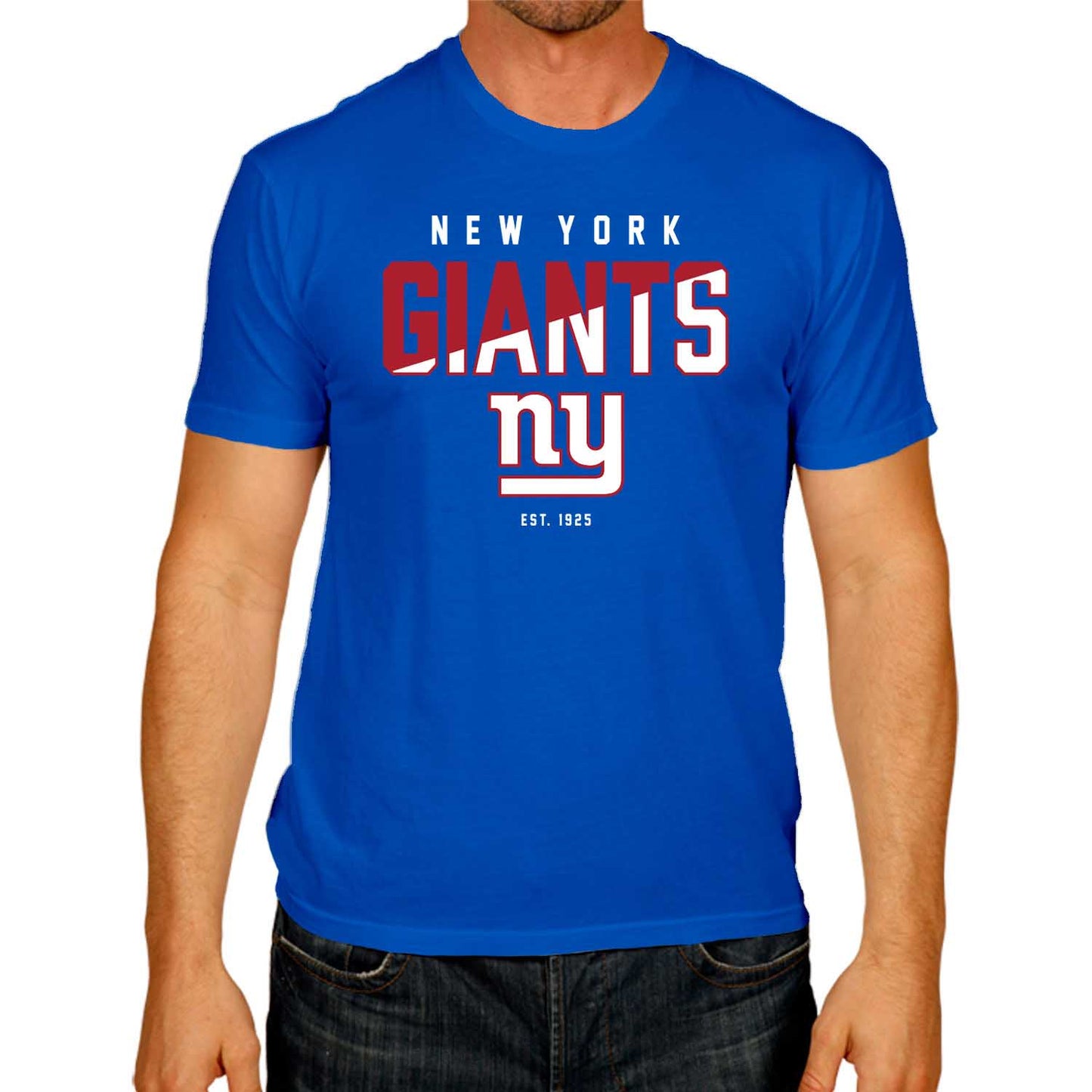 New York Giants Adult NFL Diagonal Fade Color Block T-Shirt - Royal