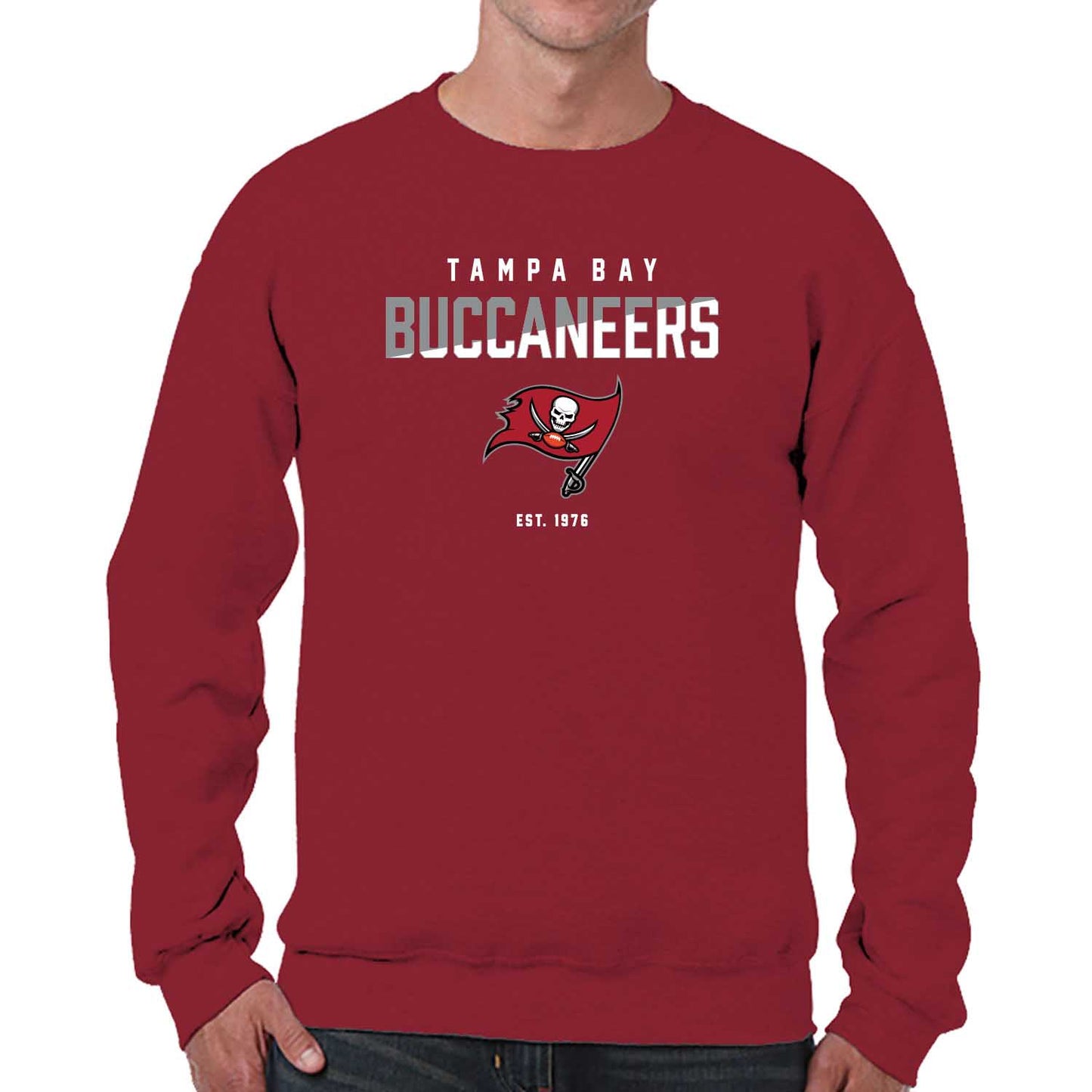 Tampa Bay Buccaneers Adult NFL Diagonal Fade Color Block Crewneck Sweatshirt - Cardinal