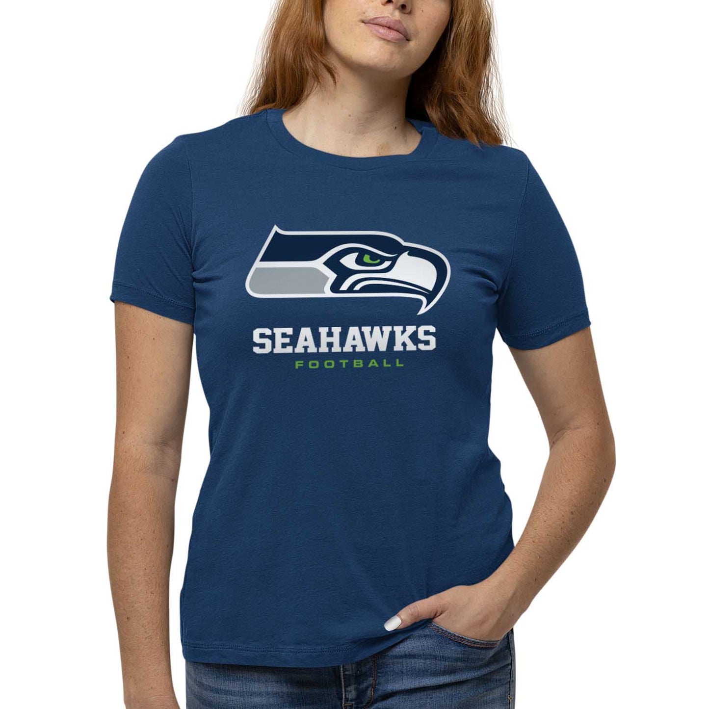 Seattle Seahawks Women's NFL Ultimate Fan Logo Short Sleeve T-Shirt - Navy