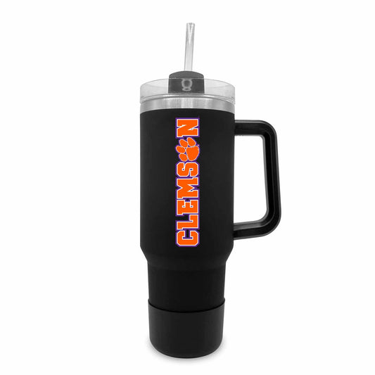 Clemson Tigers College & University 40 oz Travel Tumbler With Handle - Black