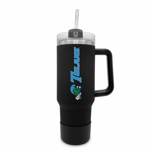 Tulane Green Wave College & University 40 oz Travel Tumbler With Handle - Black