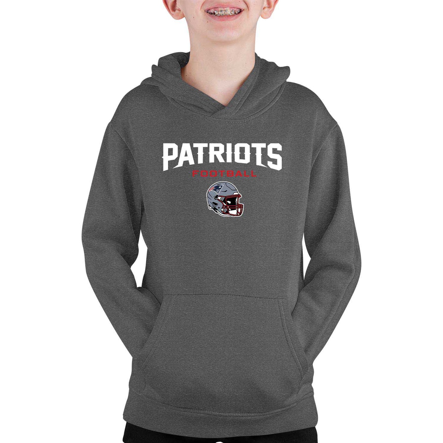 New England Patriots NFL Youth Football Helmet Hood - Charcoal